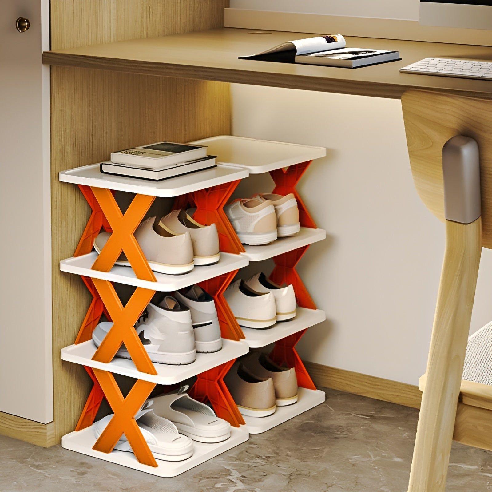 Foldable shoe rack with 3-7 tiers