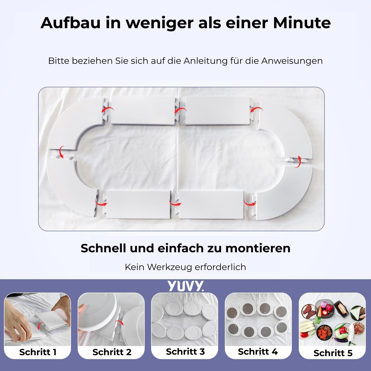 Rotating tray set for the dining table – 8 non-slip serving plates