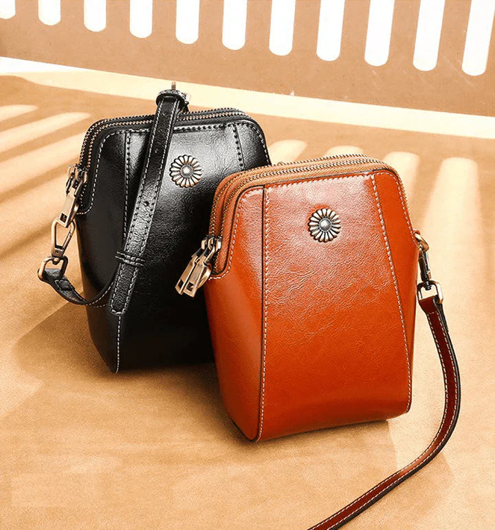 Small Crossbody Bag in Leather Look with Multiple Compartments – Adjustable Strap