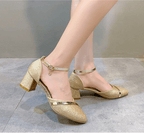 Women's sandals with block heel and adjustable strap