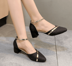 Women's sandals with block heel and adjustable strap