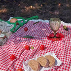 Picknickdecke Wasserdicht, 150 × 100 cm, Kariert mit Spitzenbordüre