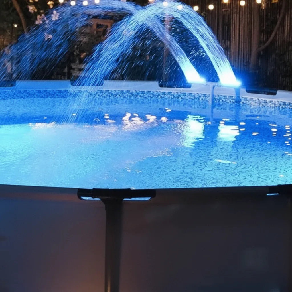 Solar Pool Fountain with RGB LED Light – Double Arch, Remote Control