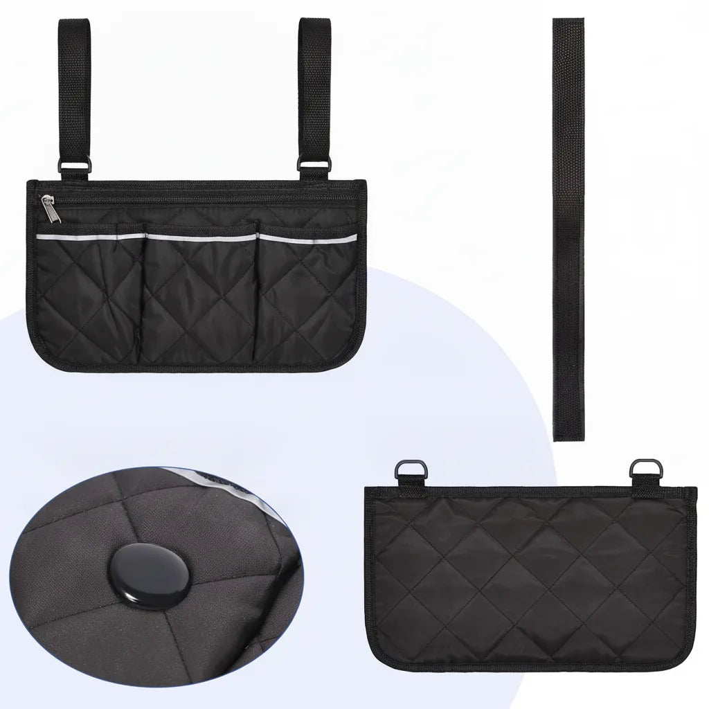 Rollstuhl-Organizertasche mit Schnellzugriff und Reflektorstreifen