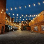 Weatherproof LED string lights with Edison bulbs
