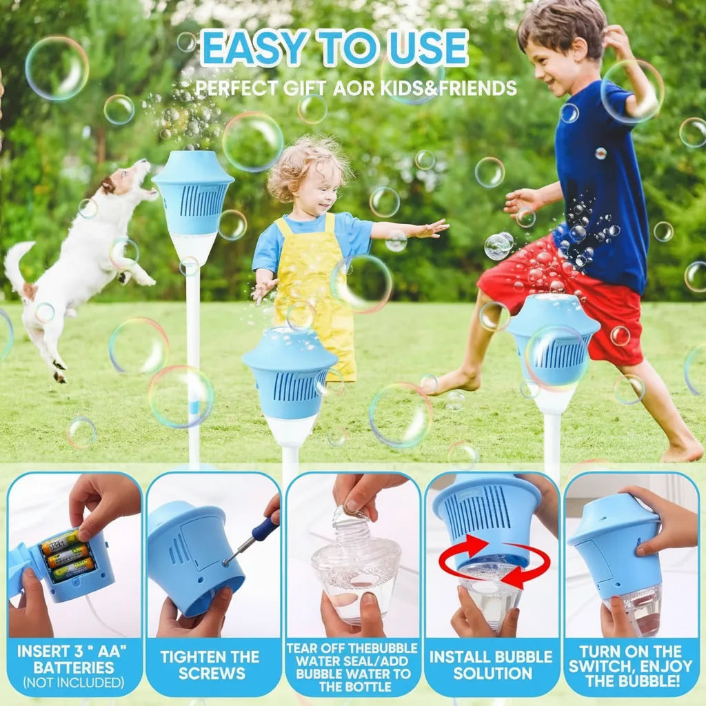 Bubble machine with height-adjustable stand