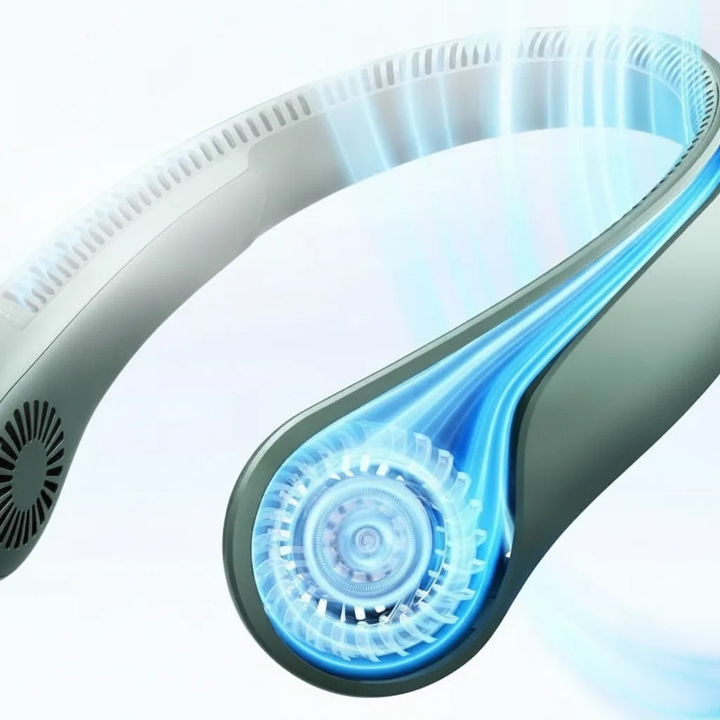 Tragbarer Nackenventilator mit Freisprechtechnik