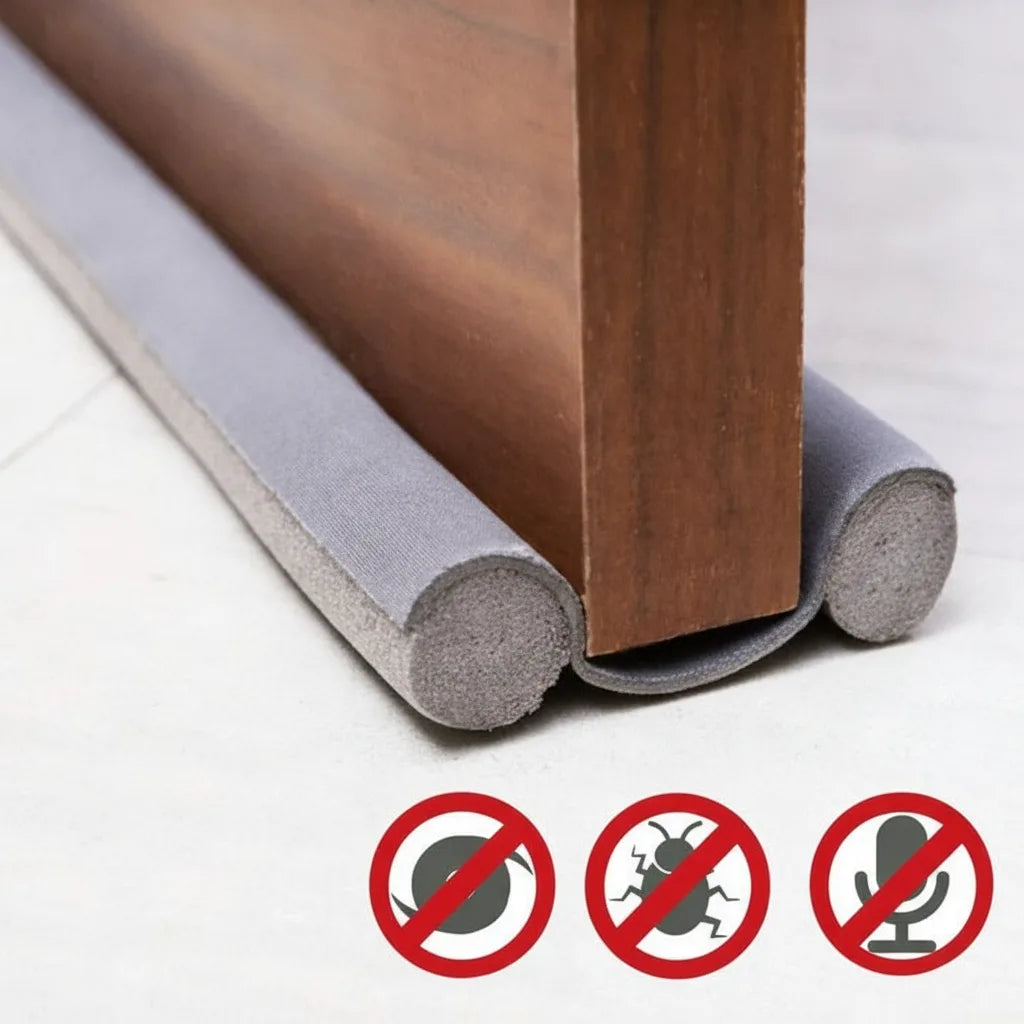 Door seal against drafts with double protection