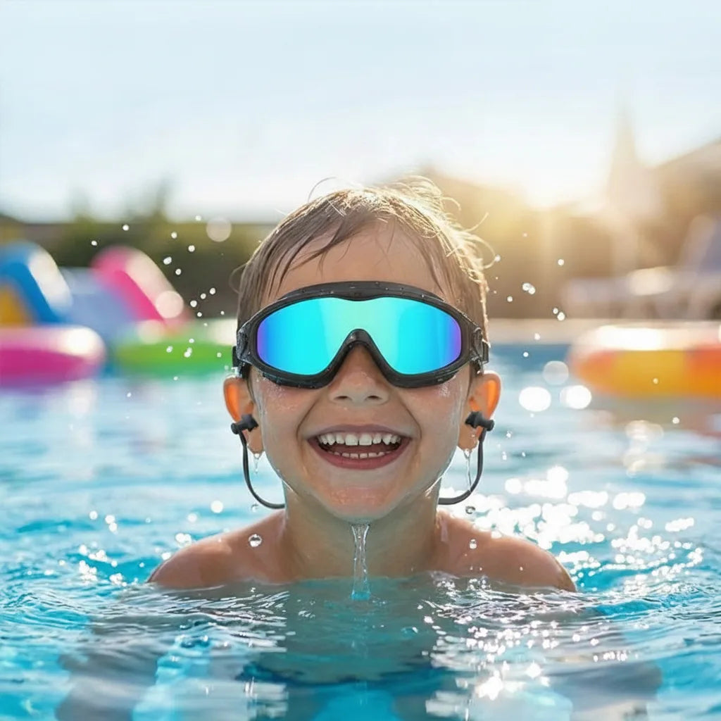 Anti-fog swimming goggles with earplugs - set of 2