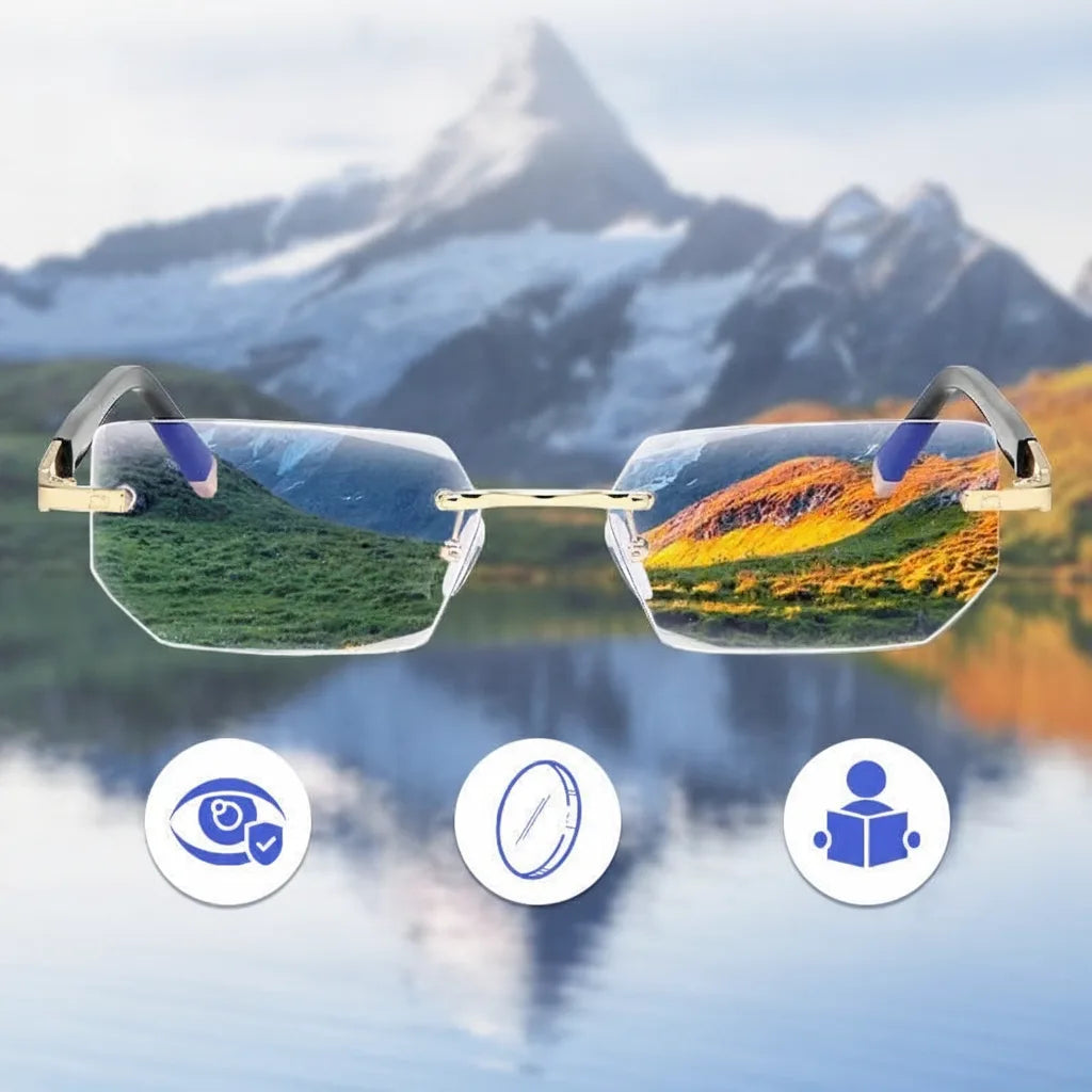 Progressive varifocal glasses with blue light filter