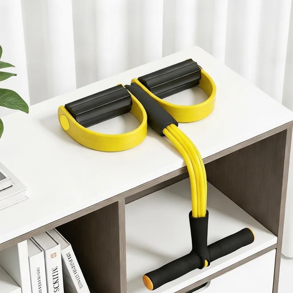 Fitness band sit-up with foot loops