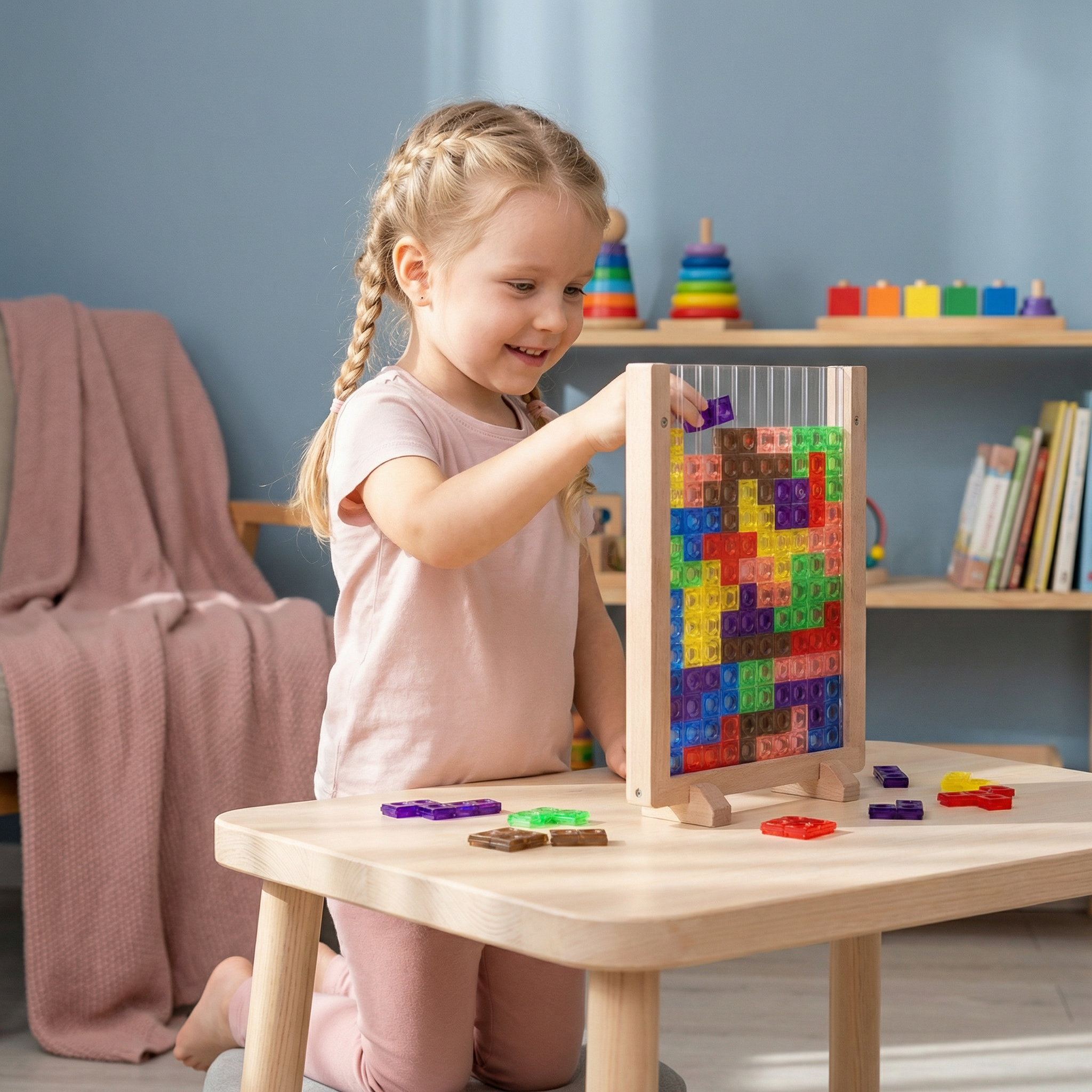 Montessori Holz-Puzzleblöcke – Kreatives Lernspielzeug ab 2 Jahren