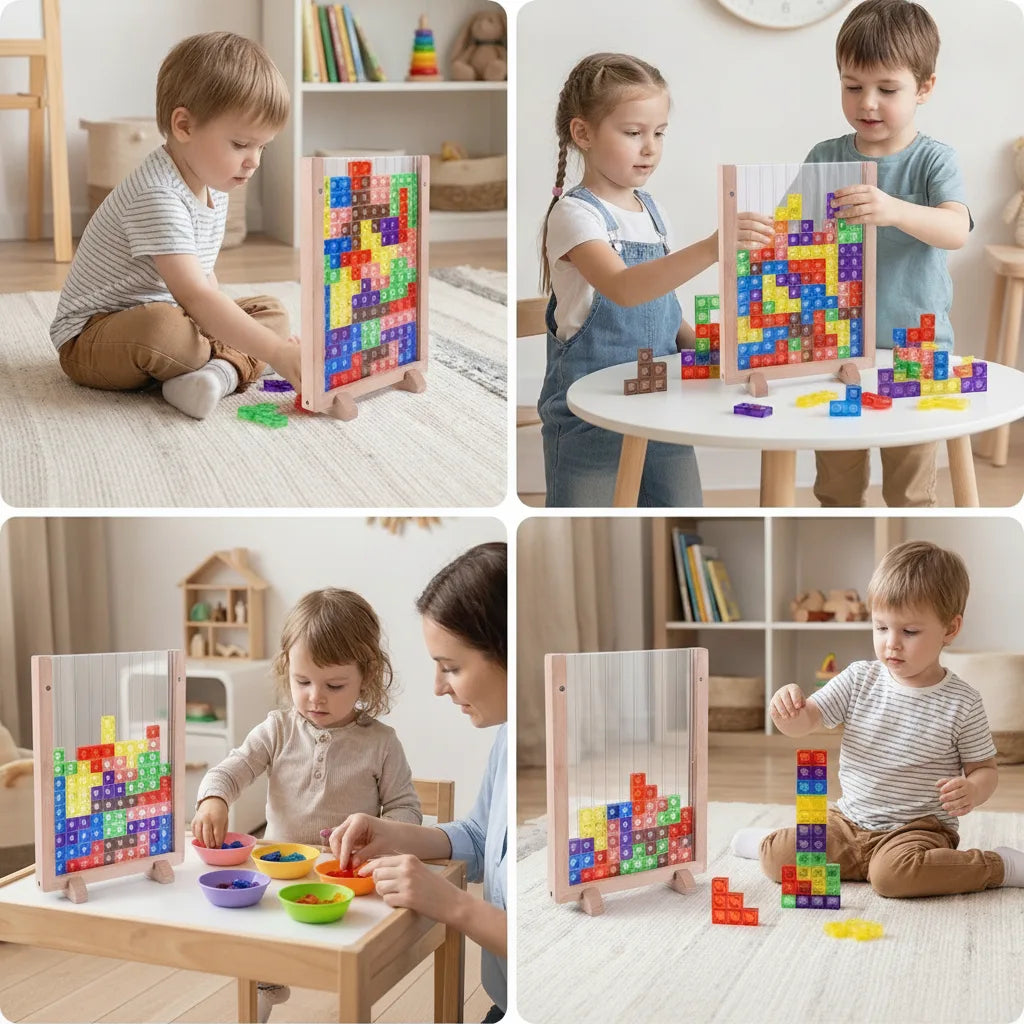 Wooden puzzle blocks for children from 2 years – Montessori educational toy