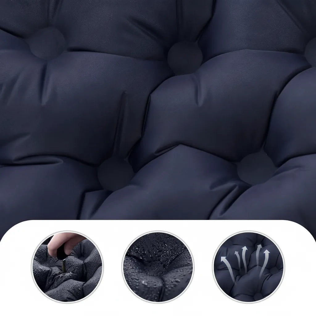 Camping air mattress for 2 with built-in pump and pillows