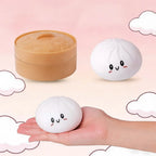 Dumpling Squeeze Toy with Face in Steamer Basket