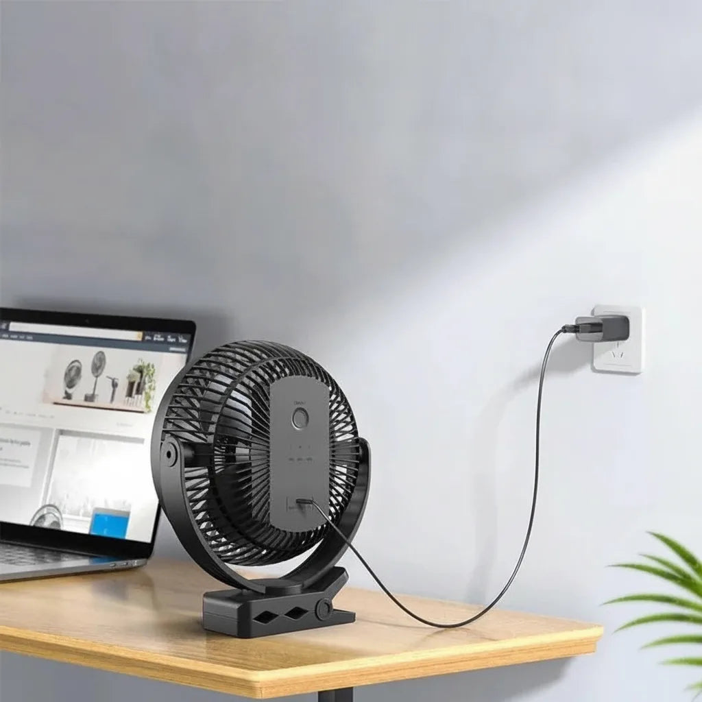 Kabelloser Klemmventilator mit 10.000-mAh-Akku, 20 cm, USB-C-Ladung