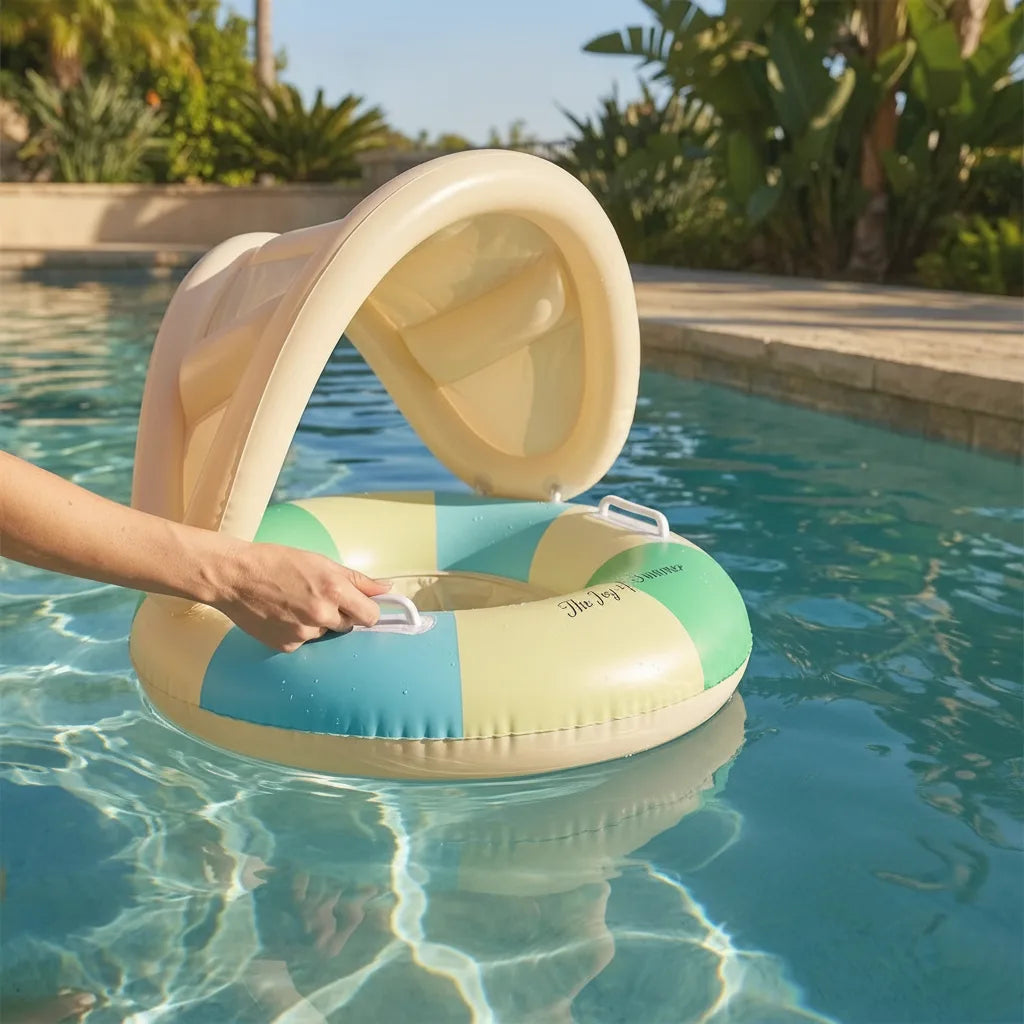 Pool-Schwimmring mit Sonnendach – Schatten & Komfort am Wasser