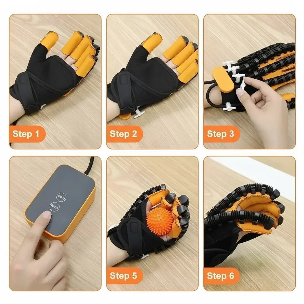 Handtrainer-Handschuh mit automatischer Fingerübung