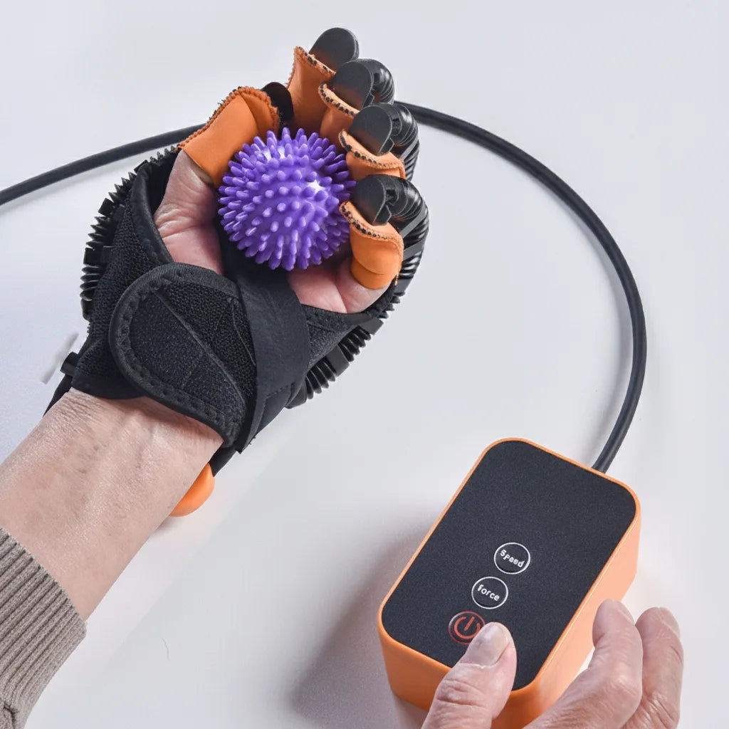 Handtrainer-Handschuh mit automatischer Fingerübung
