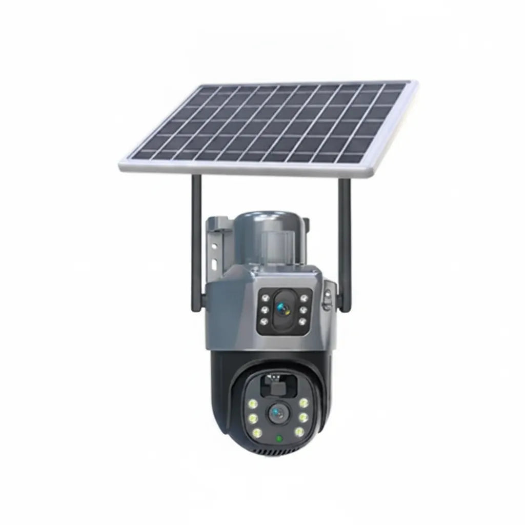 Solar-Überwachungskamera mit Doppellinse und 360° PTZ