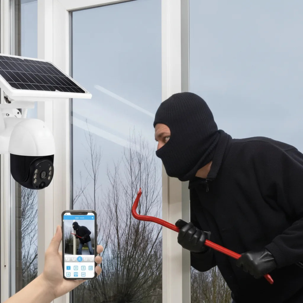 Solar-Überwachungskamera mit Doppellinse und 360° PTZ