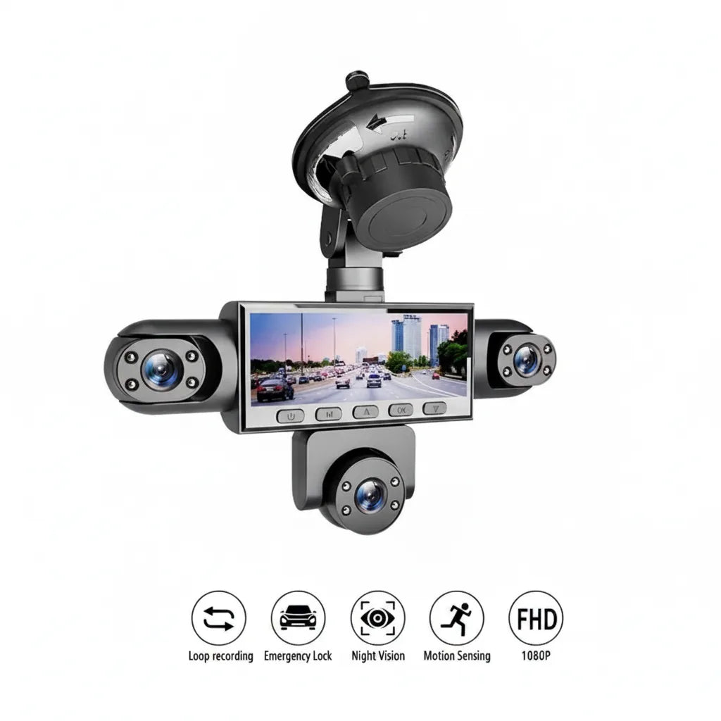 Panorama-Dashcam mit Mehrfachkameras und Nachtsicht