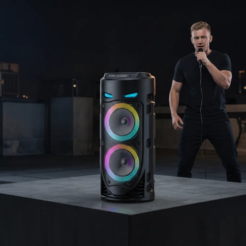 Bluetooth-Lautsprecher mit Mikrofon, RGB-Licht & Fernbedienung
