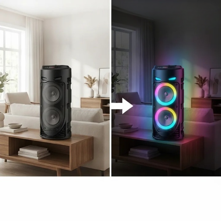 Bluetooth-Lautsprecher mit Mikrofon, RGB-Licht & Fernbedienung
