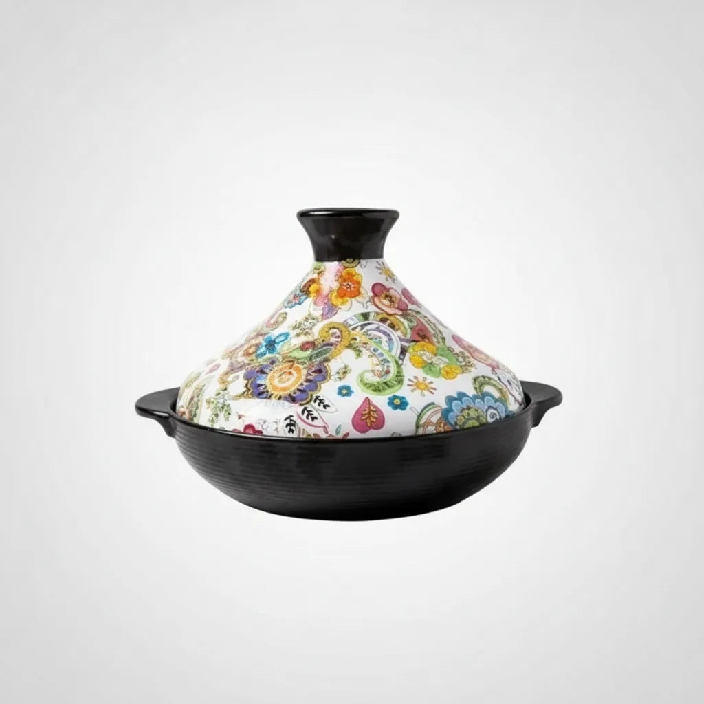 Keramik-Tajine mit Blumenmuster – 2 Liter