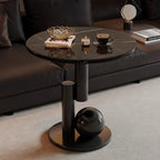 Runder Beistelltisch mit Marmor-Optik Tischplatte