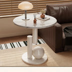 Runder Beistelltisch mit Marmor-Optik Tischplatte