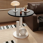 Runder Beistelltisch mit Marmor-Optik Tischplatte