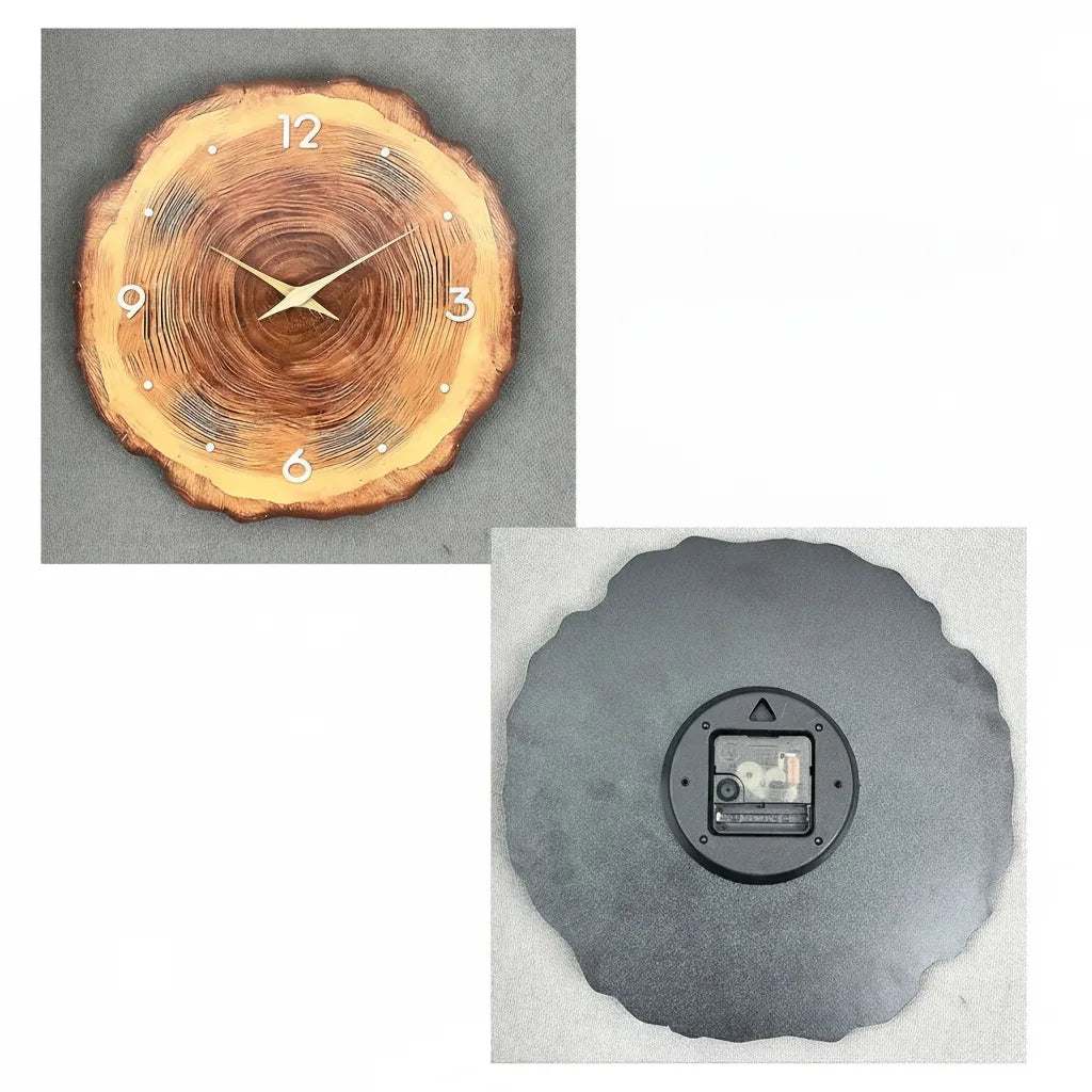 Wanduhr im Baumscheiben-Design mit lautlosem Uhrwerk