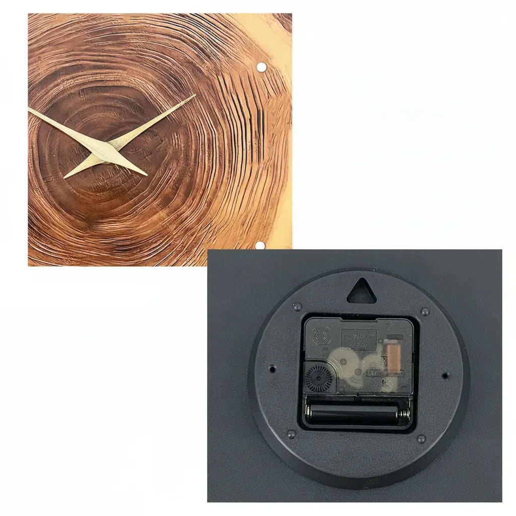 Wanduhr im Baumscheiben-Design mit lautlosem Uhrwerk