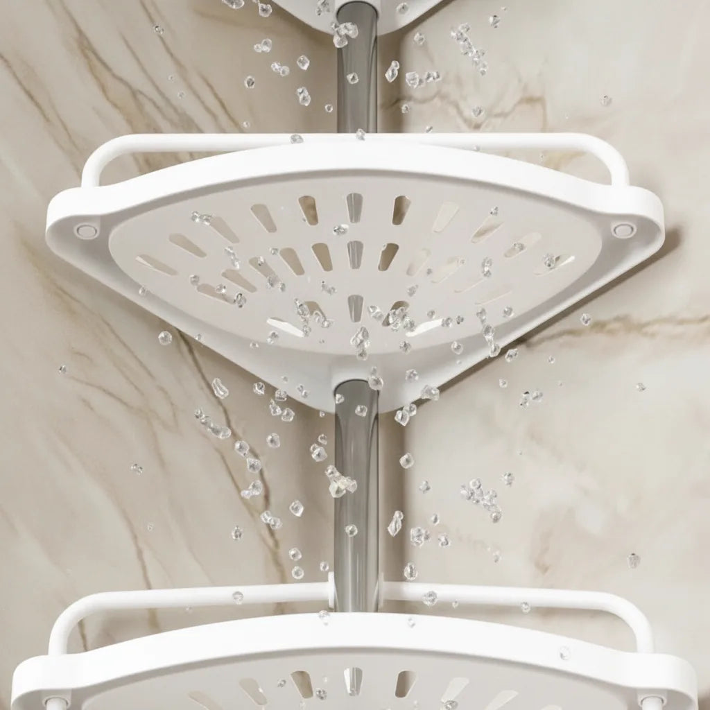 Teleskop-Eckregal für die Dusche mit 4 Ablagen