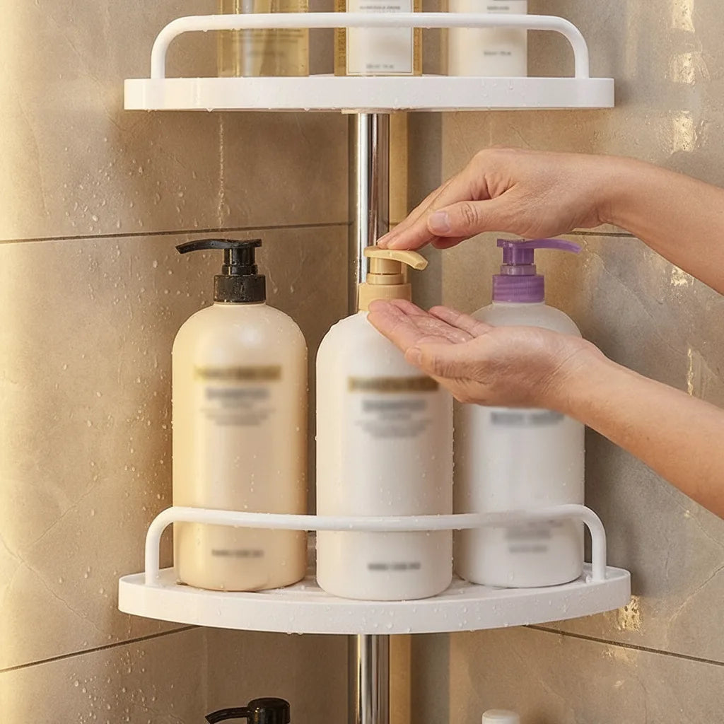 Teleskop-Eckregal für die Dusche mit 4 Ablagen