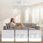 Deckenventilator mit LED-Licht und verstellbaren Doppelköpfen
