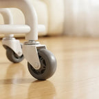 Gepolsterter Rollhocker mit Rückenlehne, 4× 360°-Lenkrollen, Sitzhöhe 22 cm