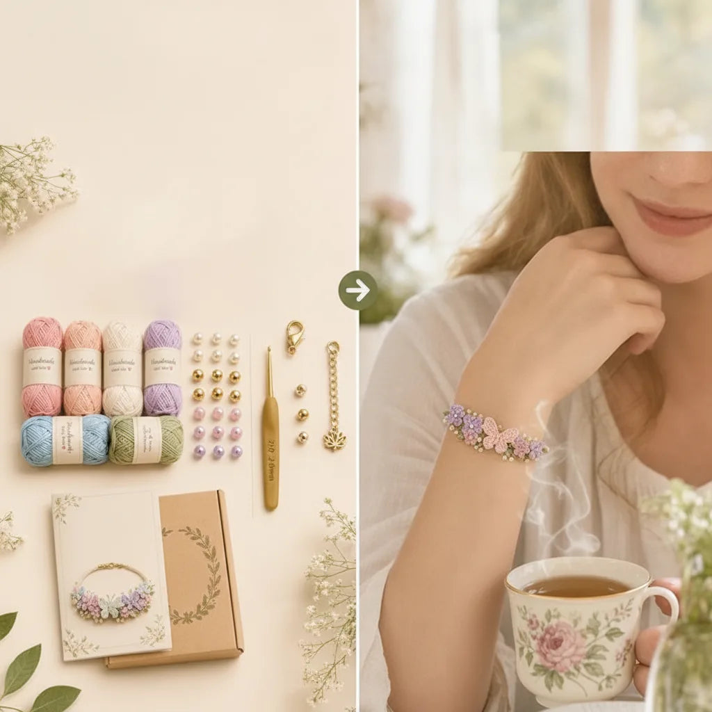 Häkelarmband-Set mit Naturmotiven – DIY-Bastelset