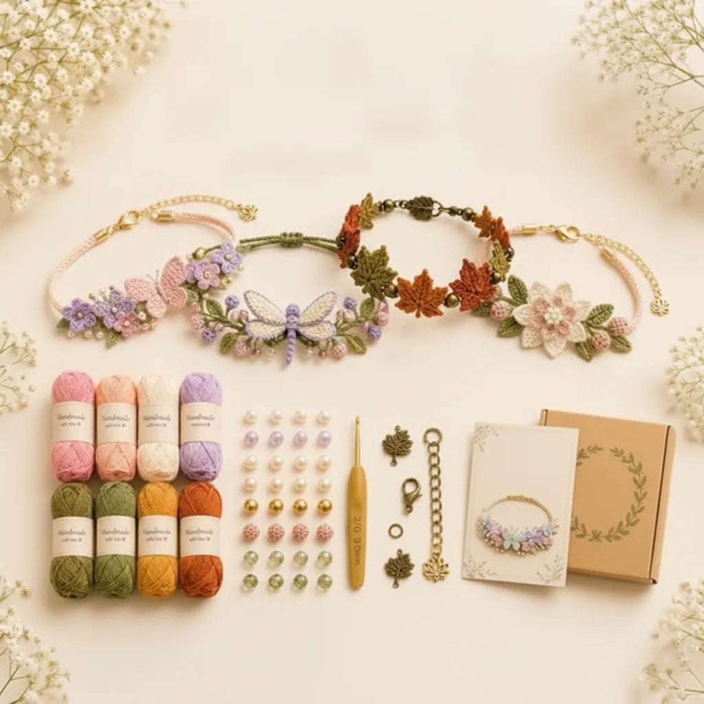 Häkelarmband-Set mit Naturmotiven – DIY-Bastelset