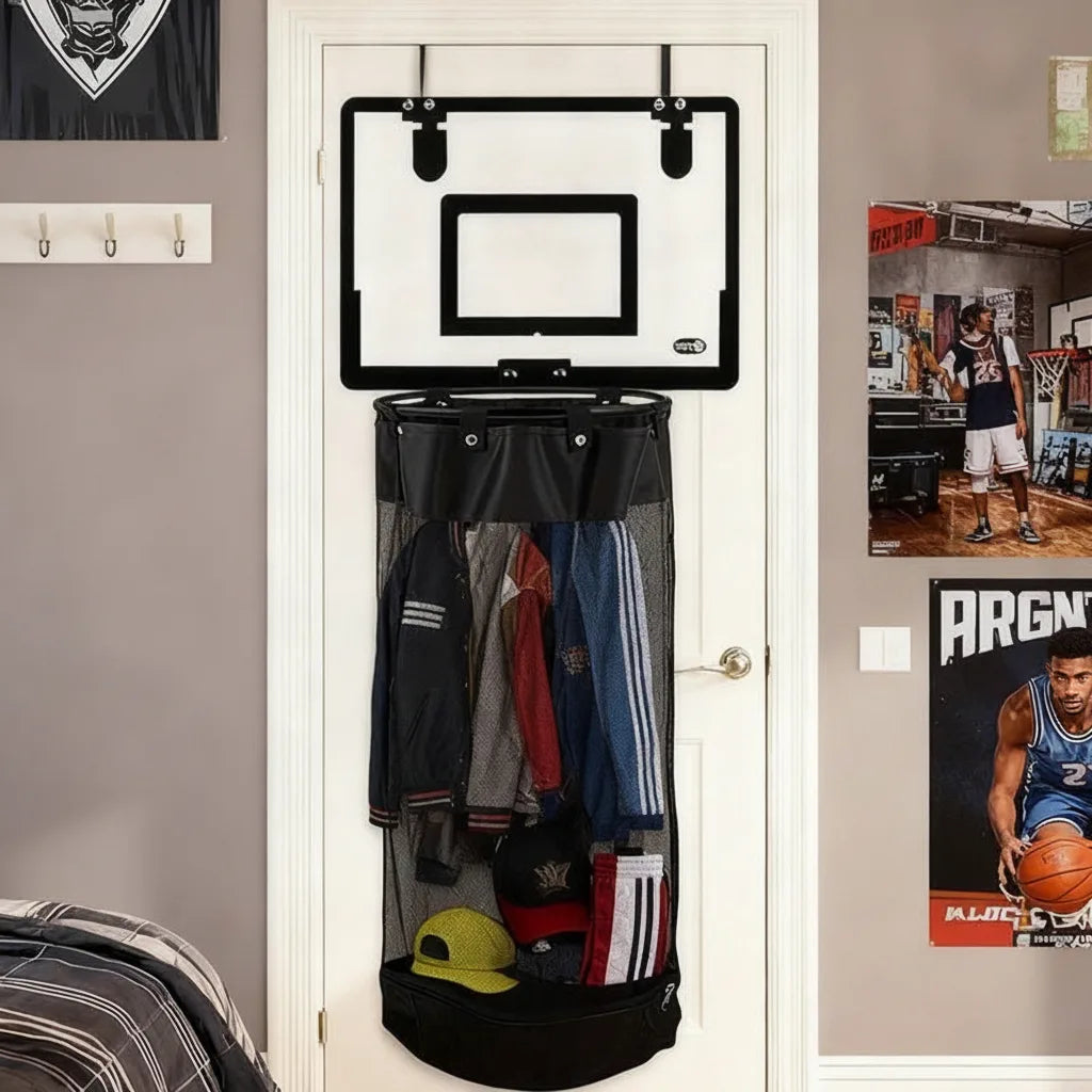 Wäschekorb mit Basketballkorb-Design – Tür-Montage