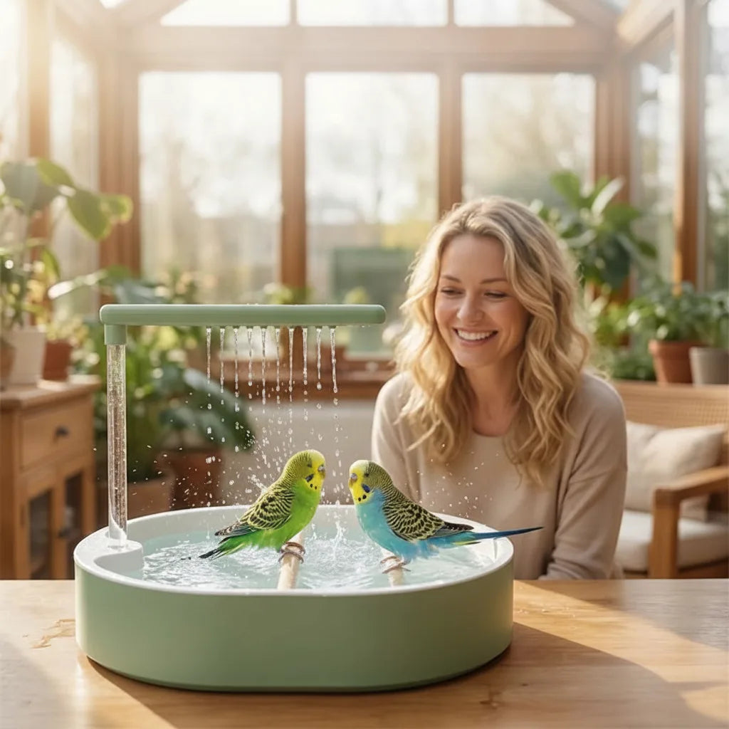 Vogel-Badewanne mit automatischem Wasserfall und Pumpe