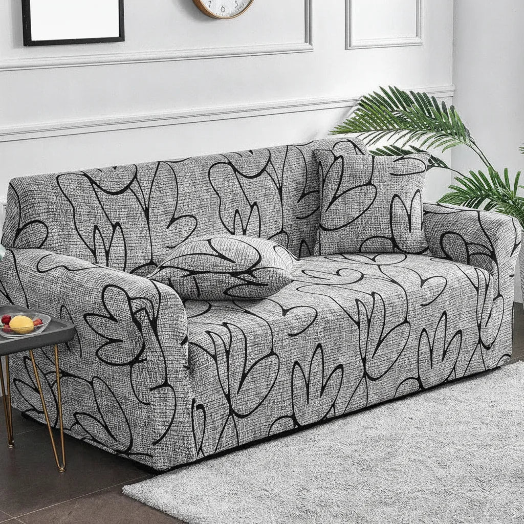 Sofabezug Stretch mit Blumenmuster