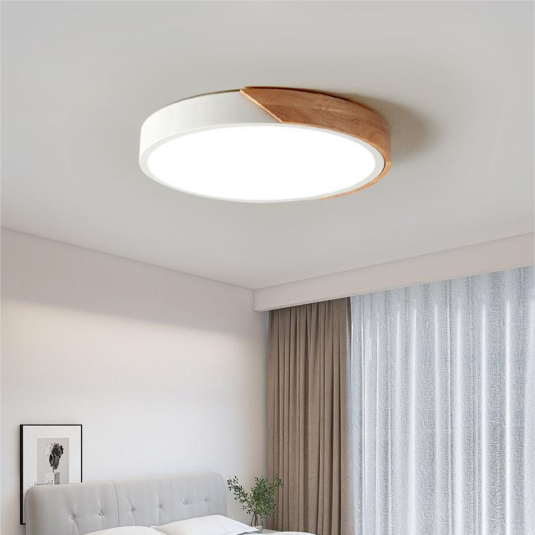 LED-Deckenleuchte Holz rund – Skandinavisches Design