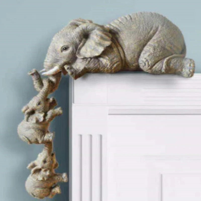Elephant Mother & Baby Figurine Set – Shelf Edge Decoration