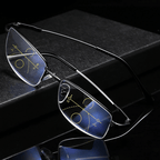 Progressive varifocal glasses with automatic adjustment