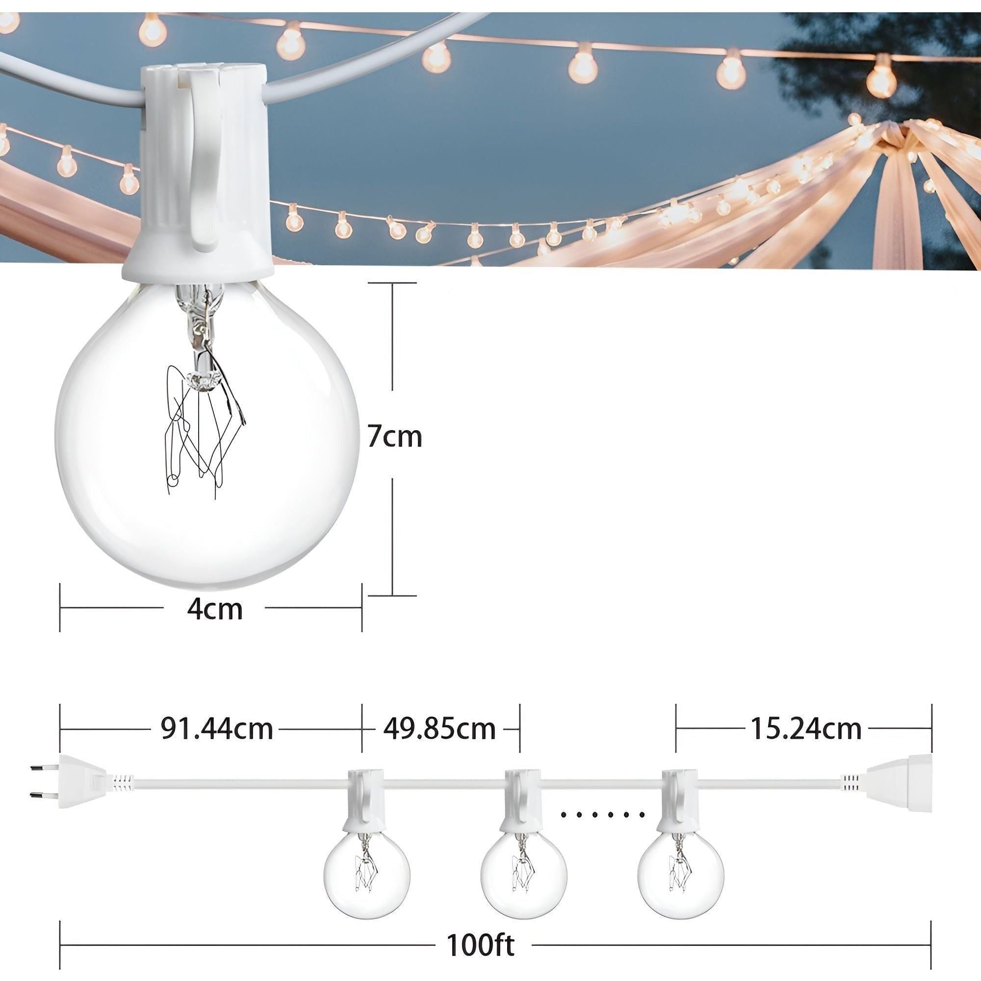 LED-Lichterkette Outdoor mit warmweißem Licht