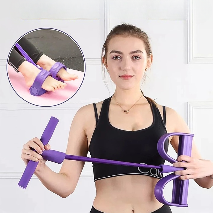 Full-Body Sit-Up Trainer with Resistance Band and Foot Pedals