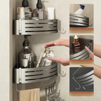 Duscheckregal 2er-Set – Bohrlochfreie Wandmontage mit Haken