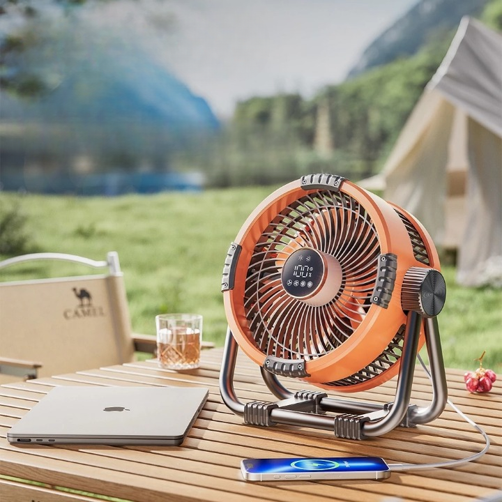 Campingventilator mit Akku und LED-Licht